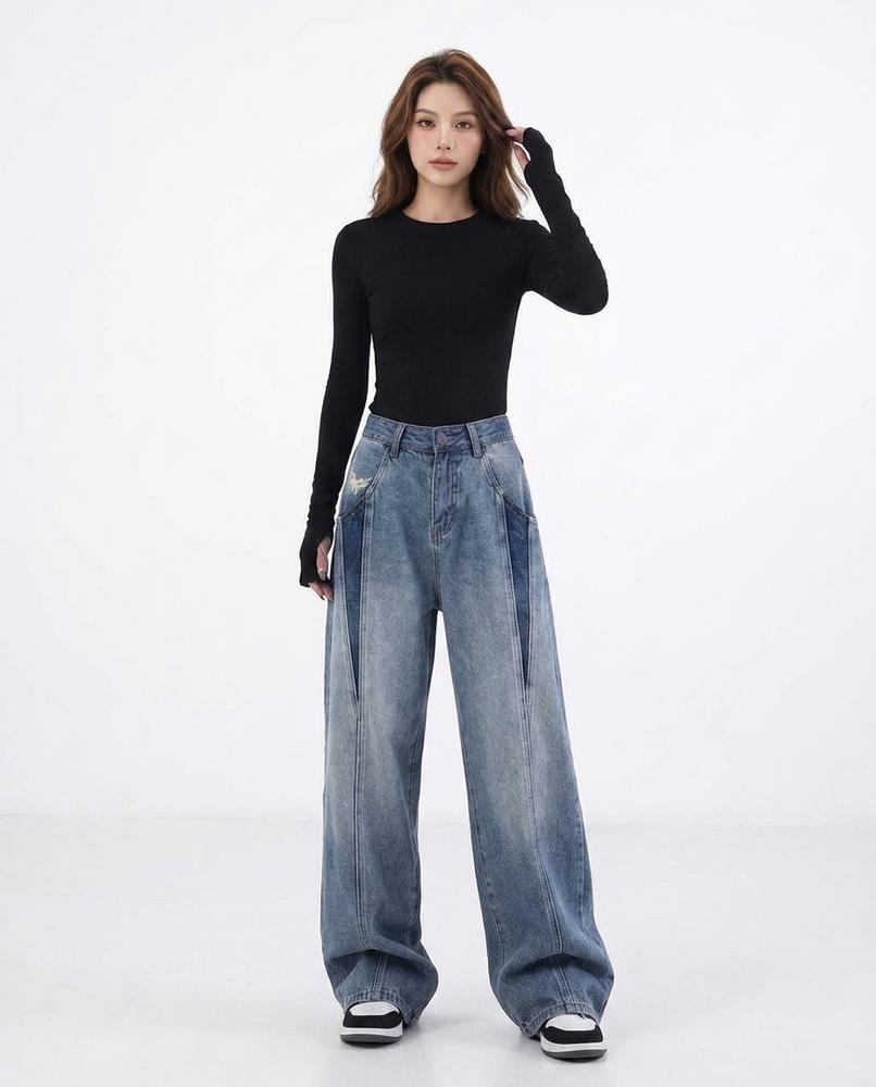 Heidi Outlet - Tisan | Weitgeschnittene Zweifarbige Hose Damen