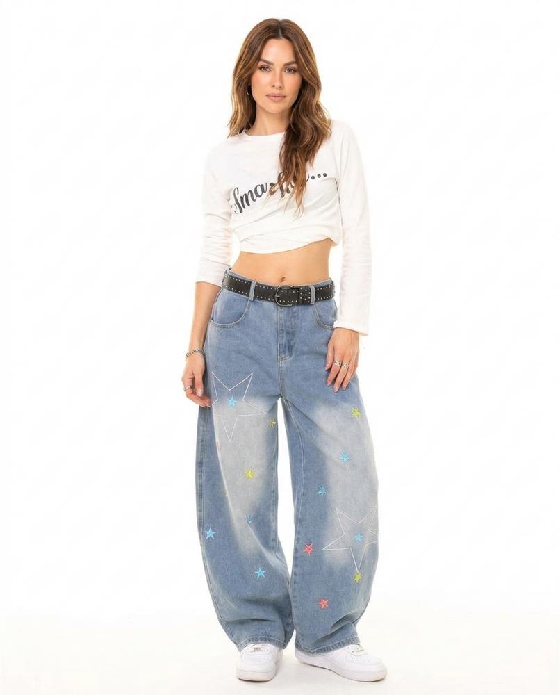 Heidi Outlet - Nomir | Bestickte Weitgeschnittene Hose Damen