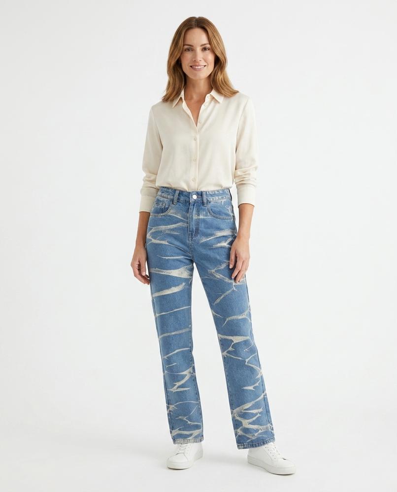 Heidi Outlet - Sesol | Gemusterte Gerade Hose Damen