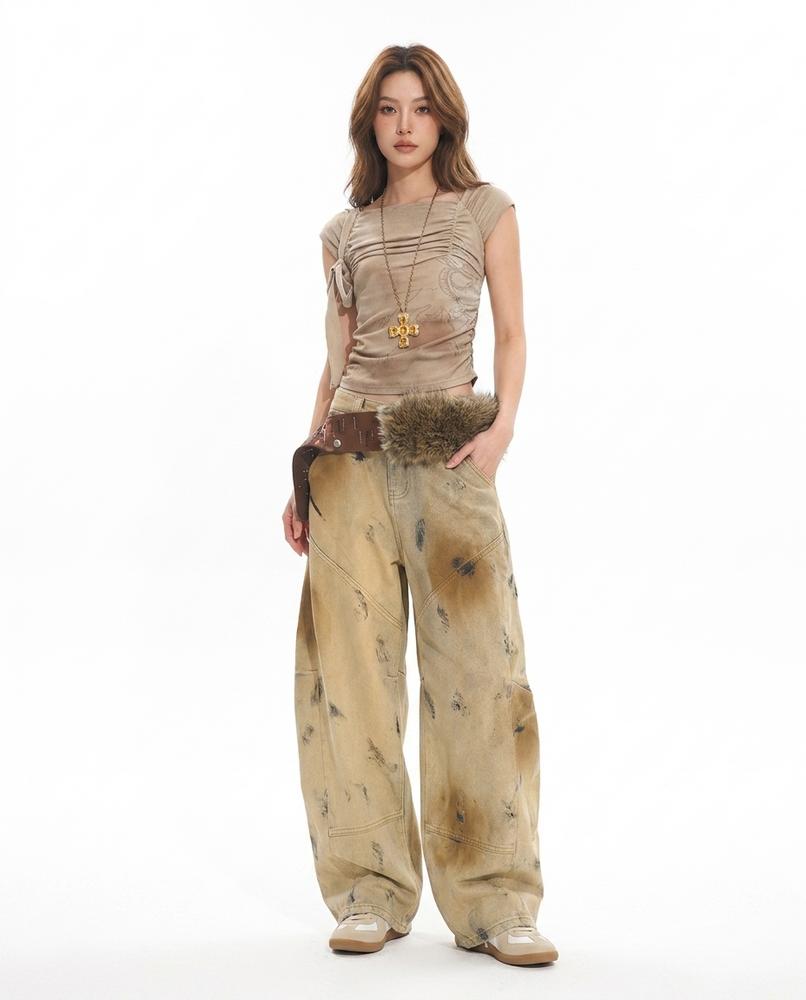 Heidi Outlet - Laron | Weite Gefleckte Hose Damen
