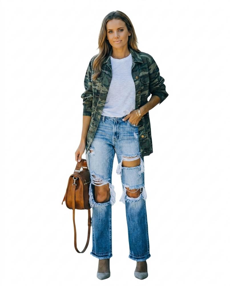 Heidi Outlet - Lamel | Gerade Zerrissene Hose Damen