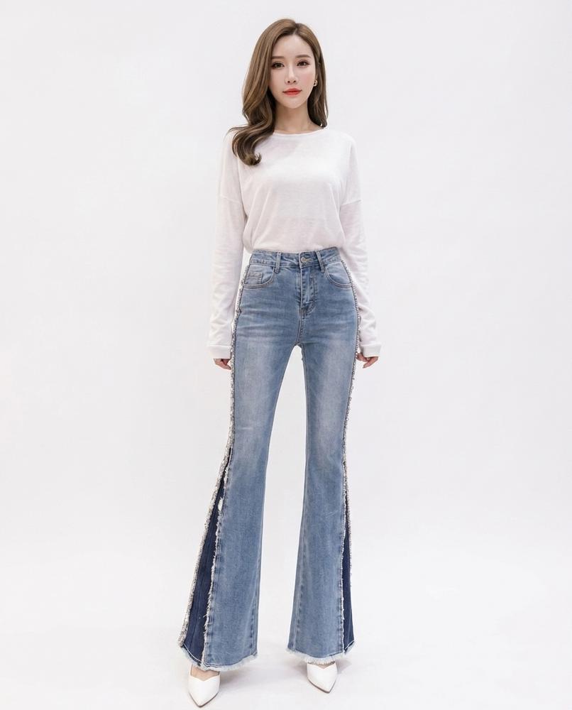 Heidi Outlet - Latir | Ausgestellte Geschlitzte Hose Damen