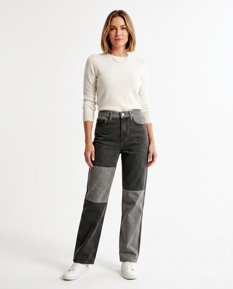 Heidi Outlet - Lorev | Hochgeschnittene Zweifarbige Hose Damen