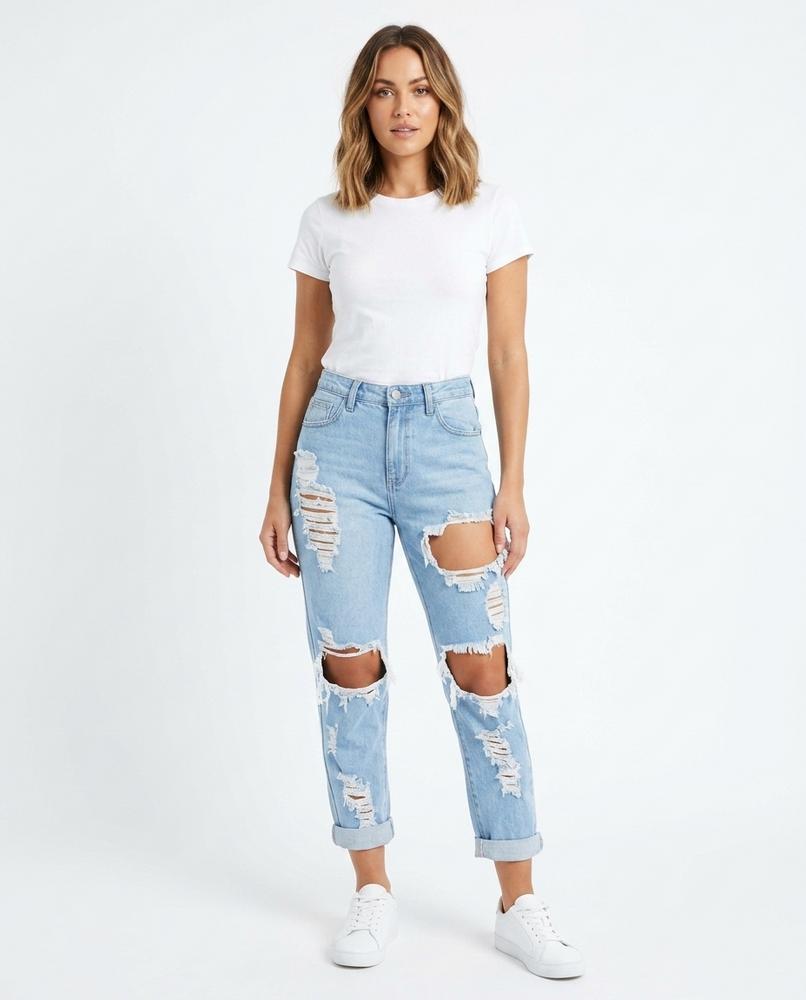 Heidi Outlet - Yovel | Zerrissene Gekrempelte Hose Damen