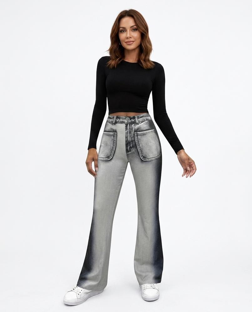 Heidi Outlet - Kesil | Bedruckte Ausgestellte Hose Damen