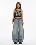 Heidi Outlet - Lelan | Weit Geschnittene Gewaschene Hose Damen