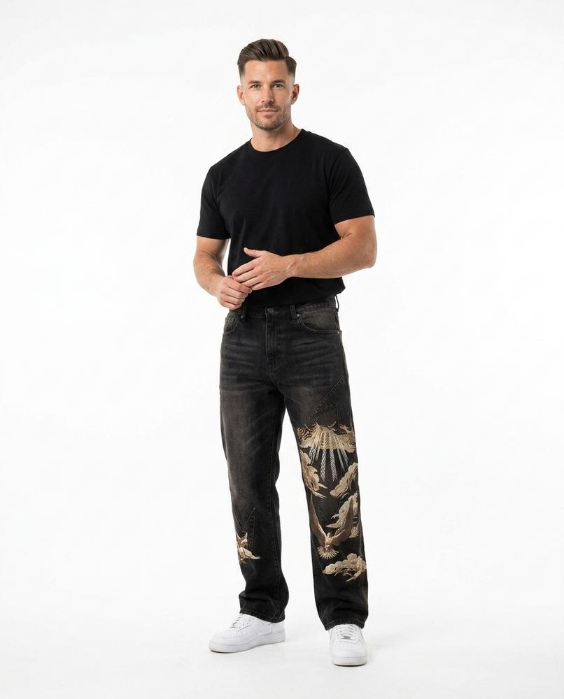 Heidi Outlet - Lyrel | Bestickte Gerade Hose Herren