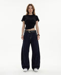 Heidi Outlet - Zemon | Weitgeschnittene Dunkelblaue Hose Damen
