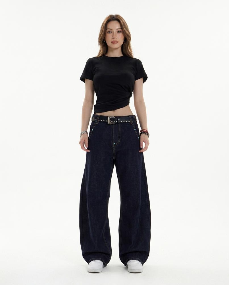 Heidi Outlet - Zemon | Weitgeschnittene Dunkelblaue Hose Damen