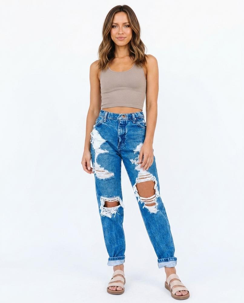 Heidi Outlet - Nesil | Zerrissene Hochgeschnittene Hose Damen