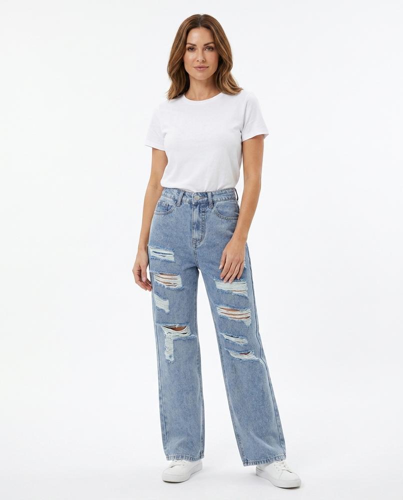 Heidi Outlet - Lemir | Weitgeschnittene Zerrissene Hose Damen