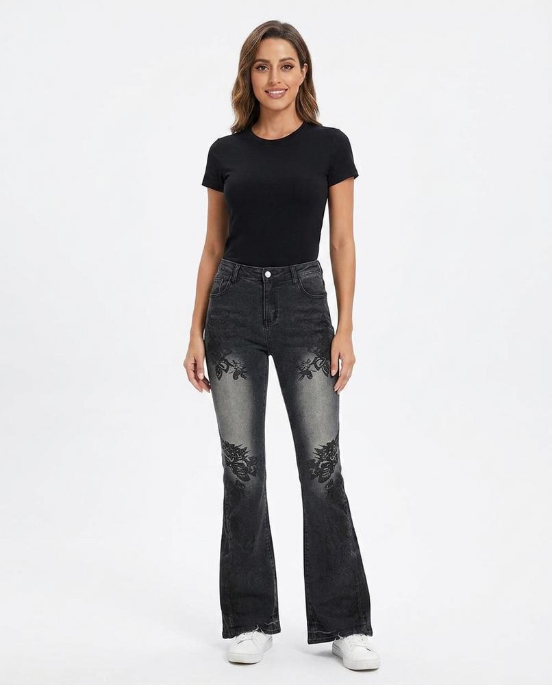 Heidi Outlet - Cohal | Bedruckte Ausgestellte Hose Damen