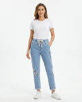 Heidi Outlet - Rolan | Bestickte Gerade Hose Damen