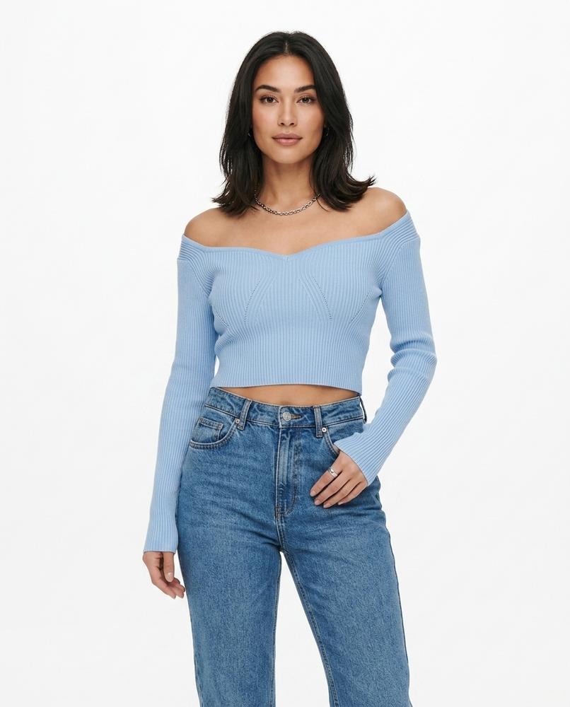 Heidi Outlet - Kelin | Schulterfreier Gerippter Pullover Damen