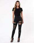Heidi Outlet - Zelom | Hochgeschnittene Zerrissene Hose Damen
