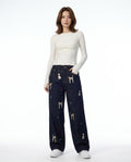 Heidi Outlet - Dator | Bestickte Weitgeschnittene Hose Damen