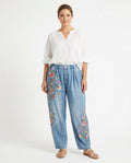 Heidi Outlet - Seral | Bestickte Weitgeschnittene Hose Damen