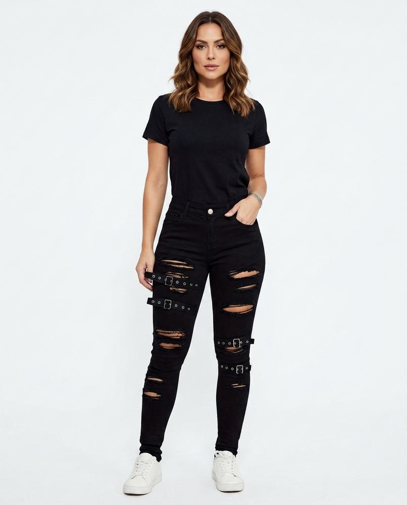 Heidi Outlet - Vasin | Zerrissene Enganliegende Hose Damen