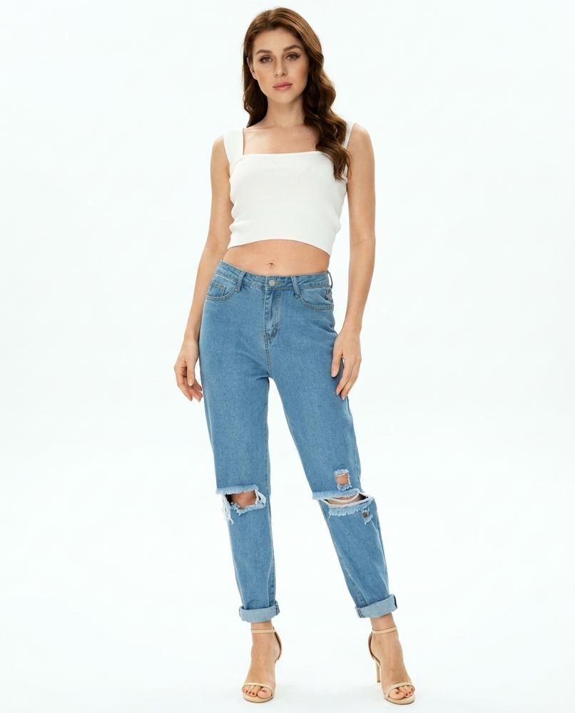 Heidi Outlet - Nimon | Zerrissene Hochgeschnittene Hose Damen