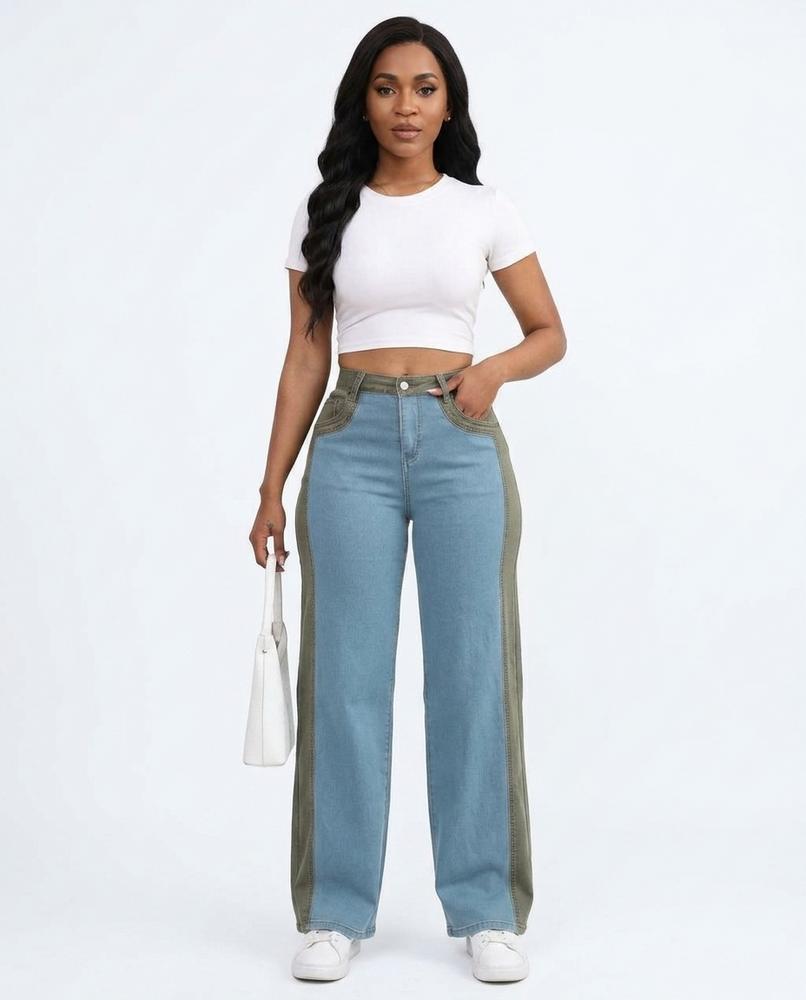 Heidi Outlet - Lylan | Zweifarbige Weitgeschnittene Hose Damen