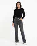 Heidi Outlet - Kamar | Hochtaillierte Geschlitzte Hose Damen