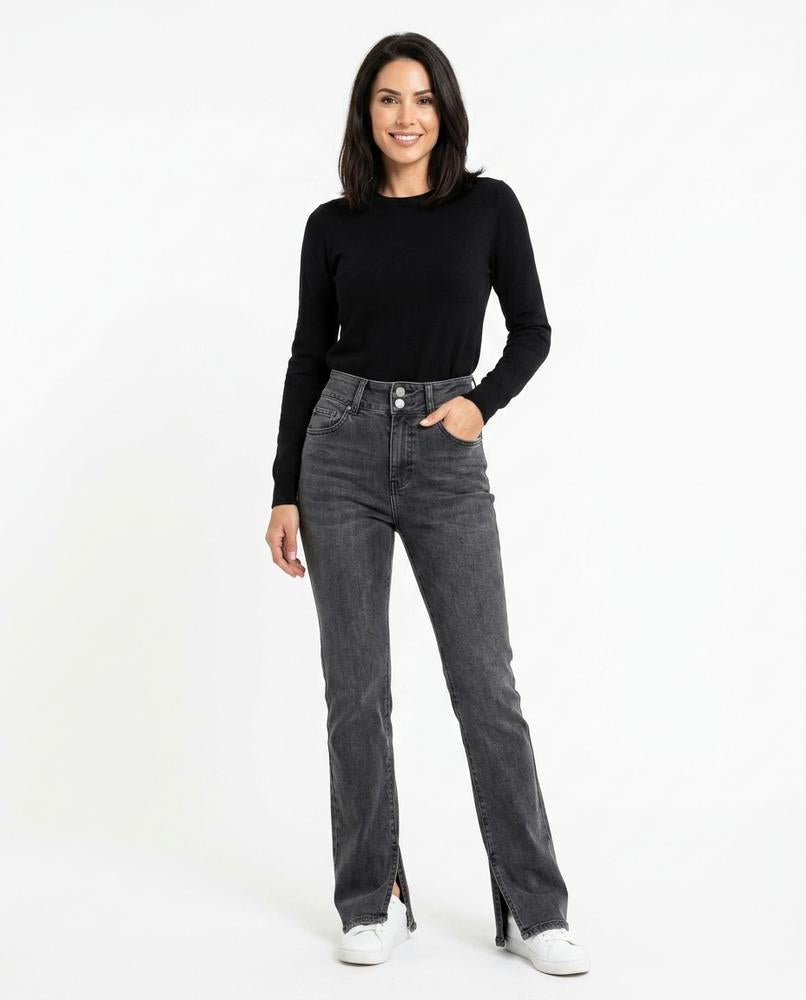 Heidi Outlet - Kamar | Hochtaillierte Geschlitzte Hose Damen